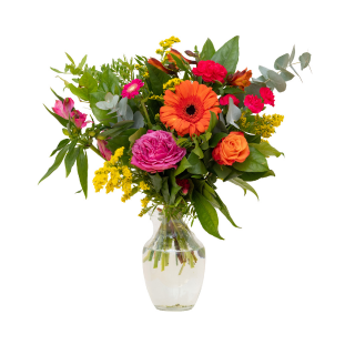 Bouquet de fleurs Fuchsia & Orange │ Collection Les inséparables