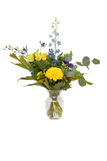 Bouquet de fleurs Jaune & bleu │ Collection Les inséparables