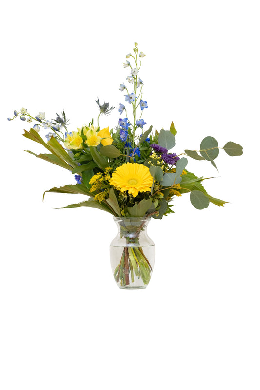 Bouquet de fleurs Jaune & bleu │ Collection Les inséparables