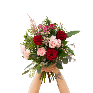 Bouquet de fleurs Rose & rouge │ Collection Les inséparables