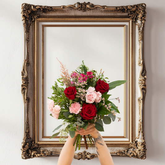 Bouquet de fleurs Rose & rouge │ Collection Les inséparables