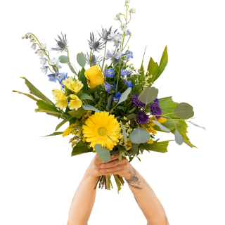 Bouquet de fleurs Jaune & bleu │ Collection Les inséparables
