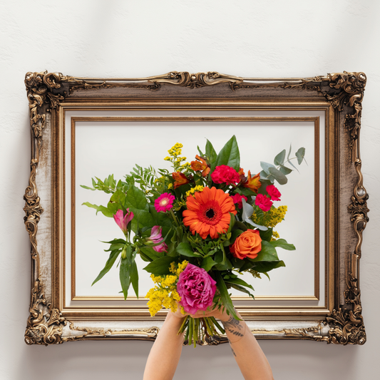 Bouquet de fleurs Fuchsia & Orange │ Collection Les inséparables