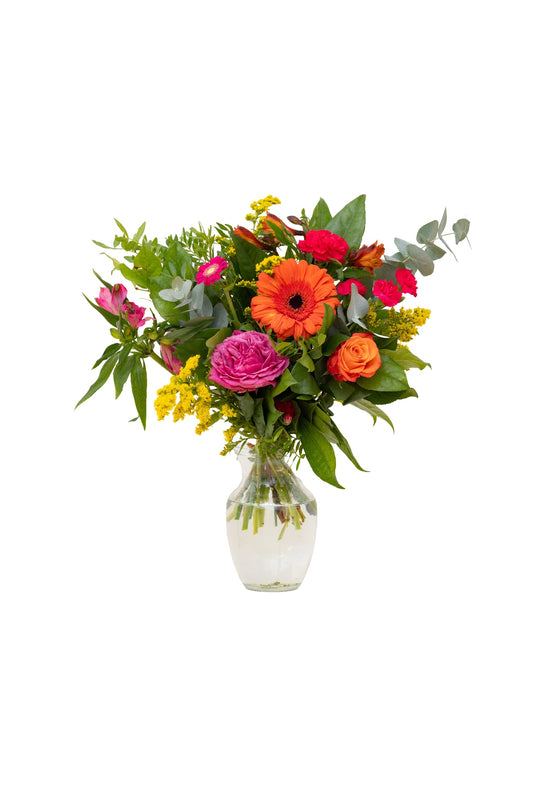 Bouquet de fleurs Fuchsia & Orange │ Collection Les inséparables