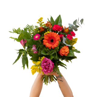 Bouquet de fleurs Fuchsia & Orange │ Collection Les inséparables