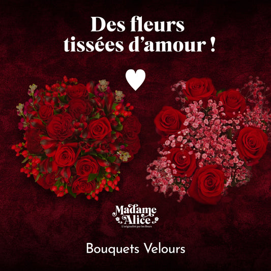 Bouquet Velours (Roses Rouges │ Collection St-♥ fleurs Fleurs en textile
