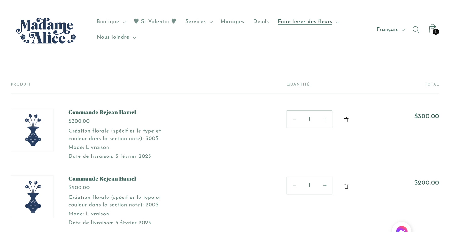 Commande équipe Salon Rejean Hamel