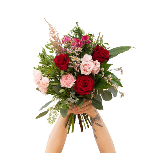 Bouquet de fleurs Rose & rouge │ Collection Les inséparables
