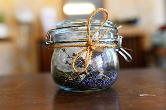 Small lavender heart pot (eternal rose and dried flowers)